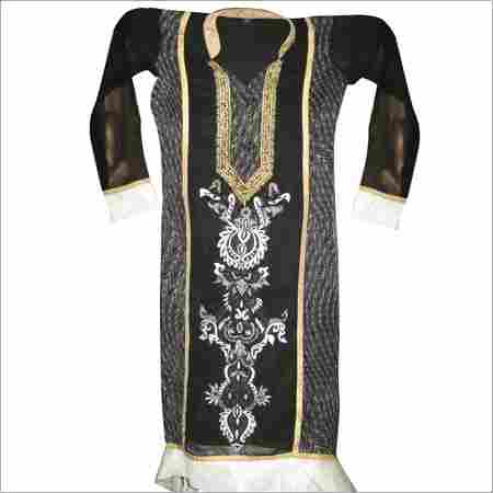 Black Fancy Look Embroidered Kurti
