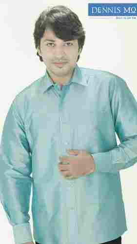 Men'S Paleturquoise Shade Silk Shirt