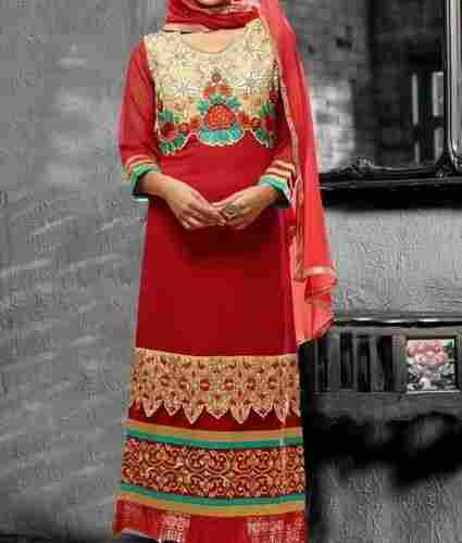 Charming Red Color Georgette Suit