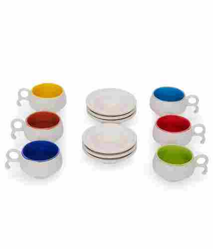 Somny White Terracotta 6 Cups With 6 Saucers