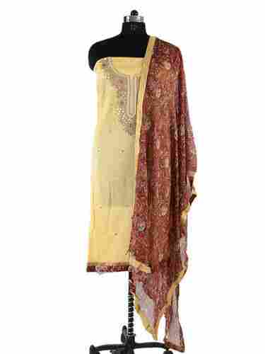 Chanderi Unstitched Suit Gota Patti