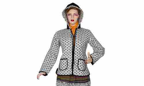 Cotton Quilted Jacket Reversible Full Sleeves With Hood