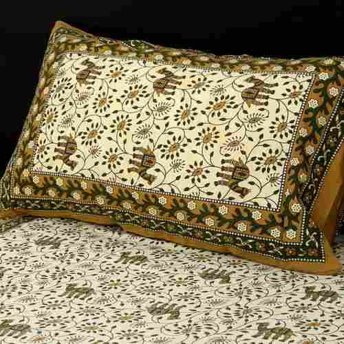 Ethnic Rajasthan Double Bedsheet Sanganer Print Camel