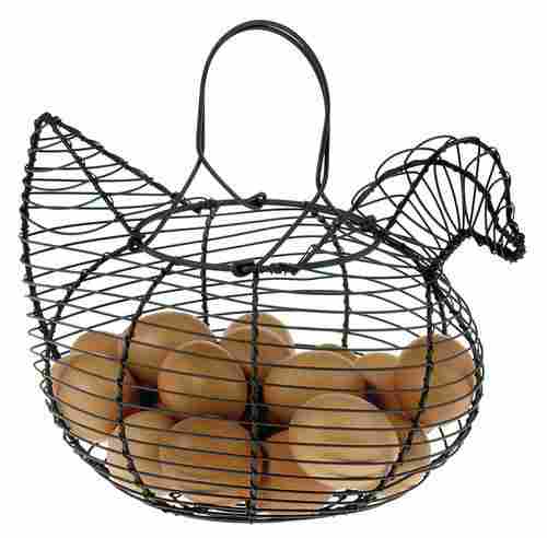 Rust Resistant Black Hen Shaped Iron Wire Basket