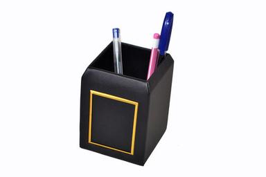 Black Color Leatherette Pencil Cup