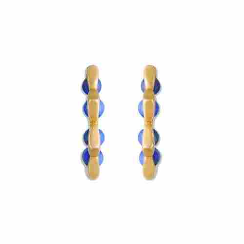 Yellow Gold Lapis Lazuli Hoop Earrings