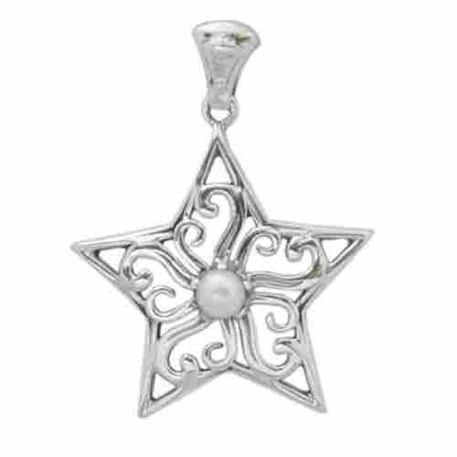 Silver Pearl Star Pendant