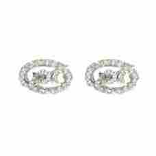 Oval Shapped Stud Earrings with CZ Stones