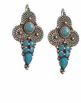 Blue Turquoise Pine Earring