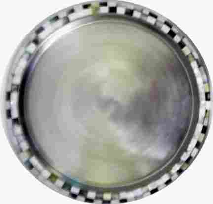 Stainless Steel Handcrafted Round Trays with Mother of Pearl 