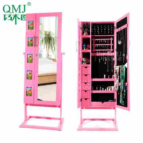 Floor Standing Mirror Jewelry Cabinet And Photo Frame