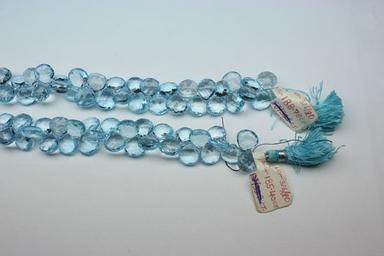 Oil Blue Topaz Cut Heart S/D Beads