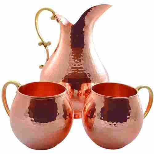 Copper Water Pitcher With Mug