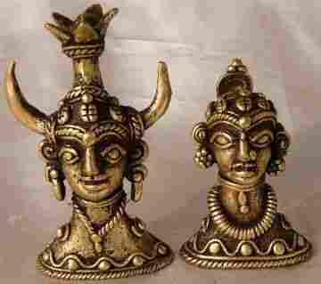 Brass Tribal Heads Sculpture
