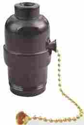 Lamp Socket E26 Pull Chain On-Off Phenolic Black UNO Thread