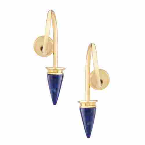 Yellow Gold Lazulis Lazuli Hoop Earrings