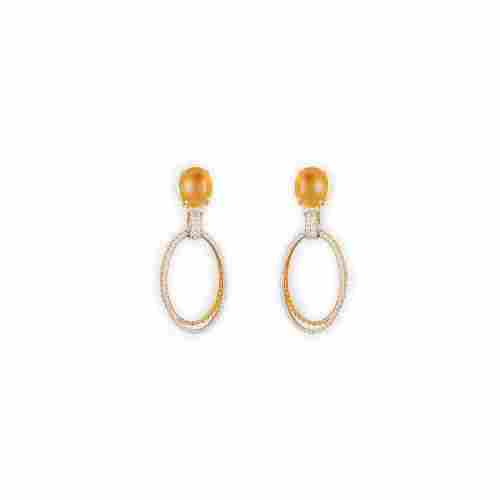 Yellow Gold Topaz and Citrine Drop Earrings