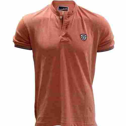 Orange Color Half Sleeves Slim Fit T-Shirt