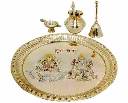 Laxmi And Ganesh Brass Pooja Thali