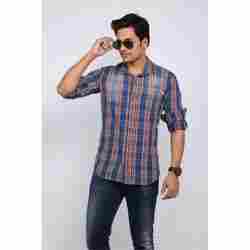 Mens Checked Shirt With Spray Wash