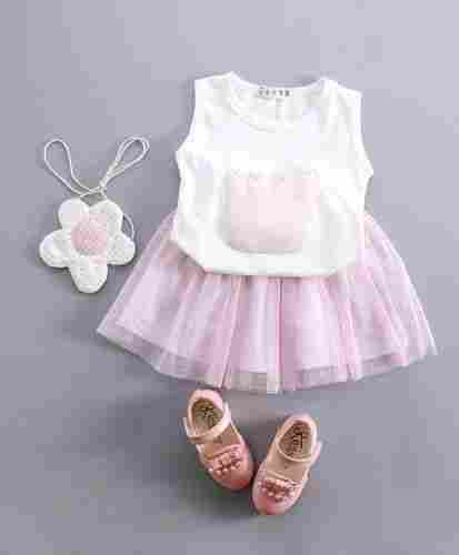 Pearl Beaded Top & Skirt - White & Pink