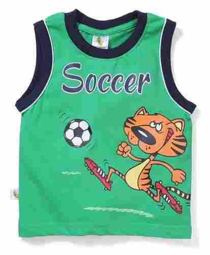 Sleeveless Soccer Printed T-Shirt & Shorts - Green & Navy