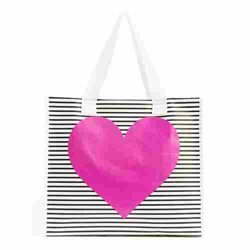 Black and White Stripe with Neon Heart Bag