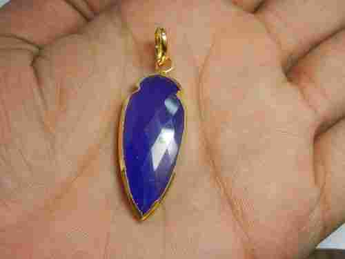 Blue Agate Arrowhead Pendant