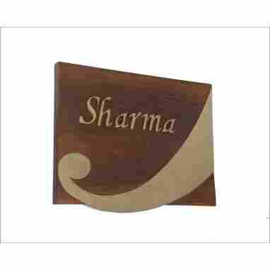 Brass Inlay Wood Name Plate