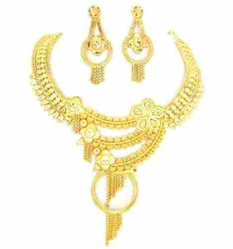 Elegant & Affordable Gold-Plated Necklace Set With Ear Rings