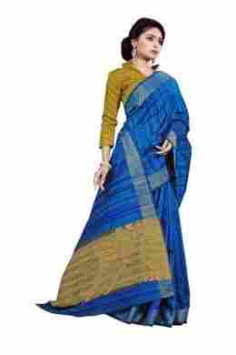 Blue Traditional Wear Cotton Saree