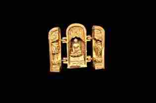 Brass Three panel Buddha sculpture