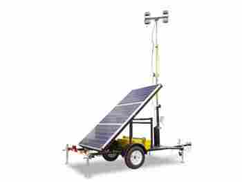 Solar powered light tower with LED lamps