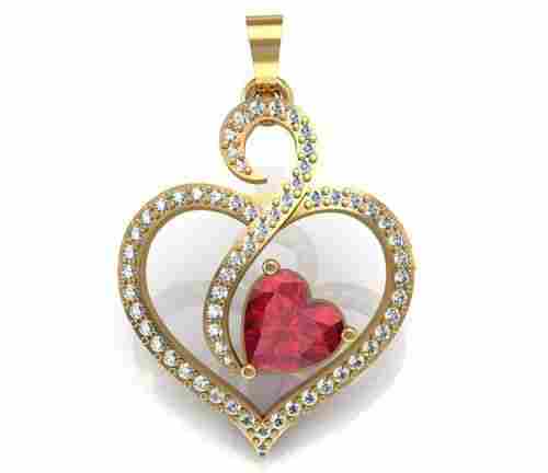 The Red Heart Coloured Stone Pendant
