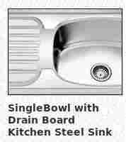 Single Bowl with Drain Board Kitchen Steel Sink