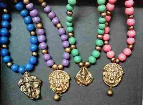 Terracotta Necklace With Antique Pendants