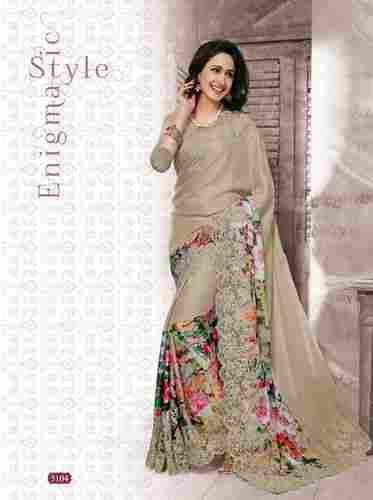 Net With Designer Embroidery Saree