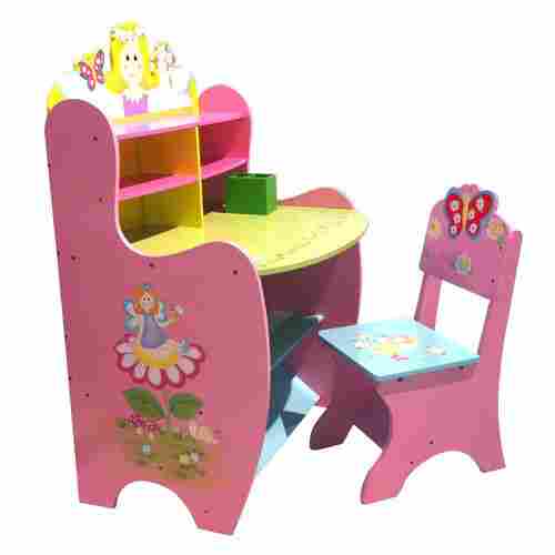 Pink and Yellow Color Plastic Study Table 