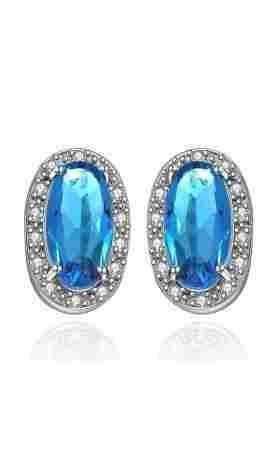 Aqua Swarovski Crystal Stud Earring For Women