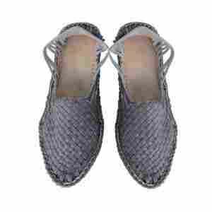 Gray Color Cross Lace Handmade Leather Full Shoe