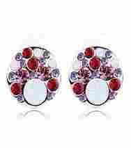 Fashion Jewelry Red White Ear Studs Made With Austria Crystal