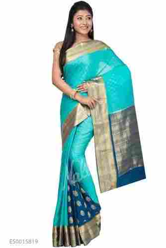 Blue Mysore Crepe Silk Saree