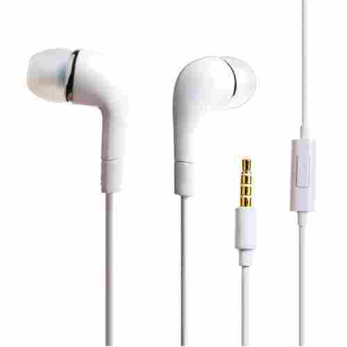 Round Cable White Earphone With Mic For Samsung Smartphone