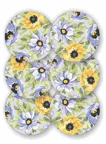 Yellow Blue Floral Charm Coasters