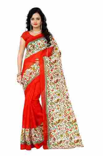 Bhagalpuri Floral Print Red Colour Sarees