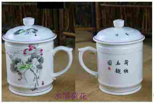 Lotus Flower In Chinese Ink Tea Cup