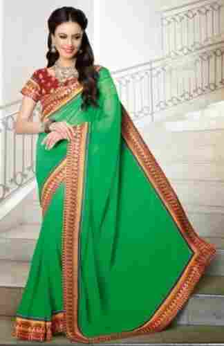 Georgette Sari With Heavy Lace