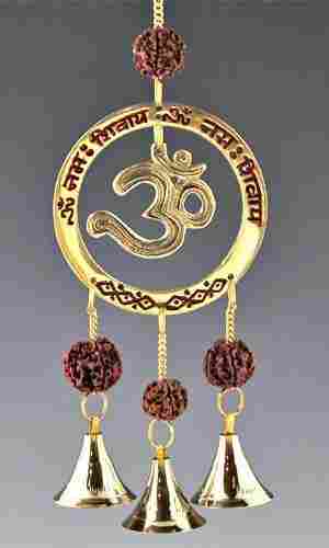 Brass Bell Wind Chime With Om And Rudraksh Beads