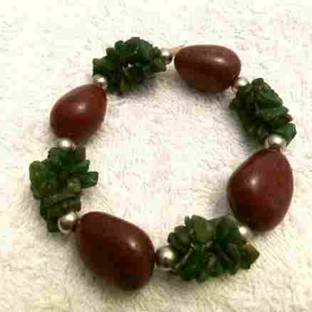 Jade Green and Brown Stone Bracelet