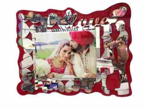 Mirror Reflector Photo Frame With Red Base
